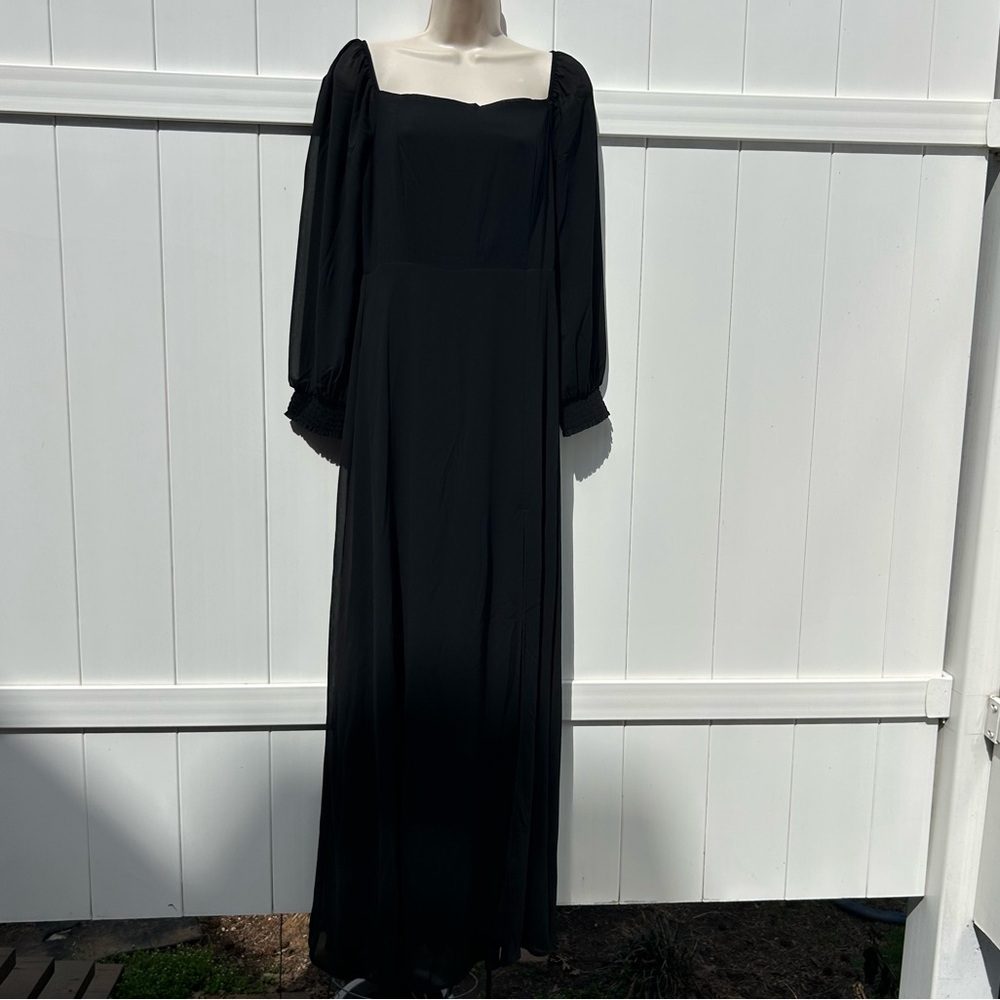 Baltic Born Giselle Maxi Dress Black Chiffon Maxi with Smocked Bodice | Large - Picture 3 of 16